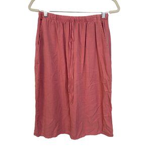 By JJ Elastic Waist Drawstring Midi Skirt Large Tencel Pink Casual Feminine NEW